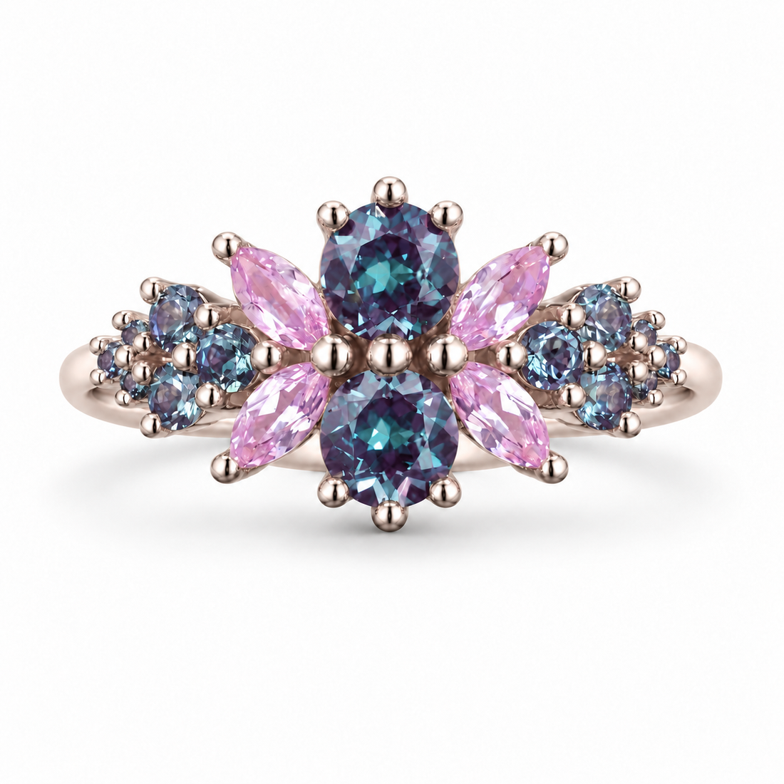 Roseraie Alexandrite & Pink Sapphire Ring in rose gold
