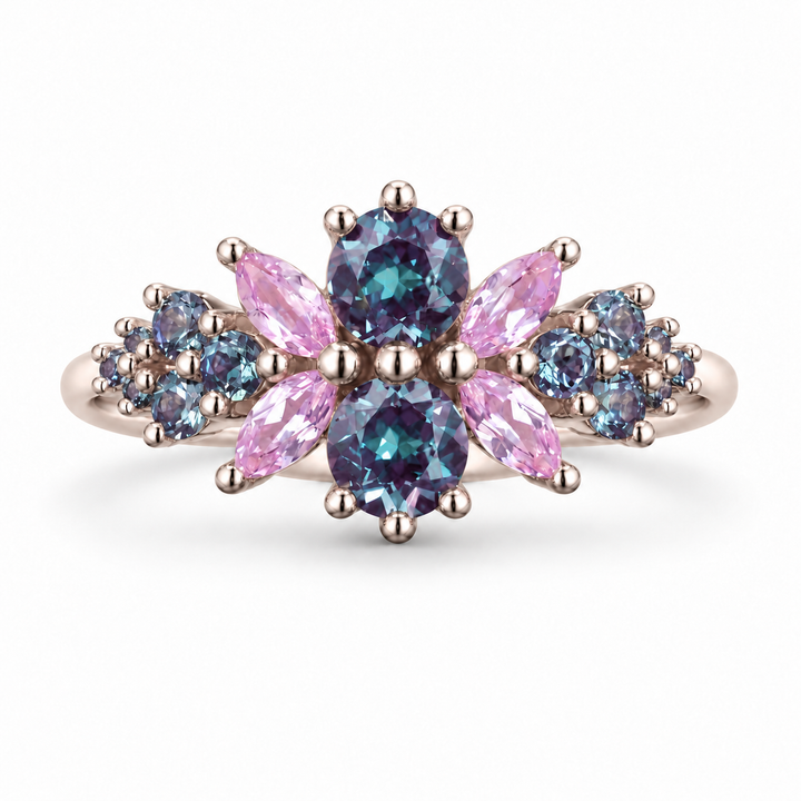 Roseraie Alexandrite & Pink Sapphire Ring in rose gold
