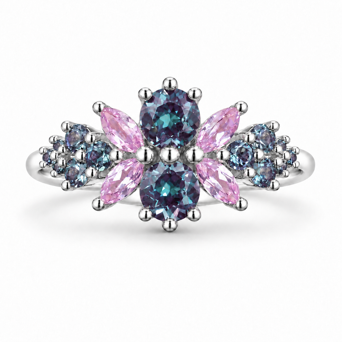 Roseraie Alexandrite & Pink Sapphire Ring in white gold