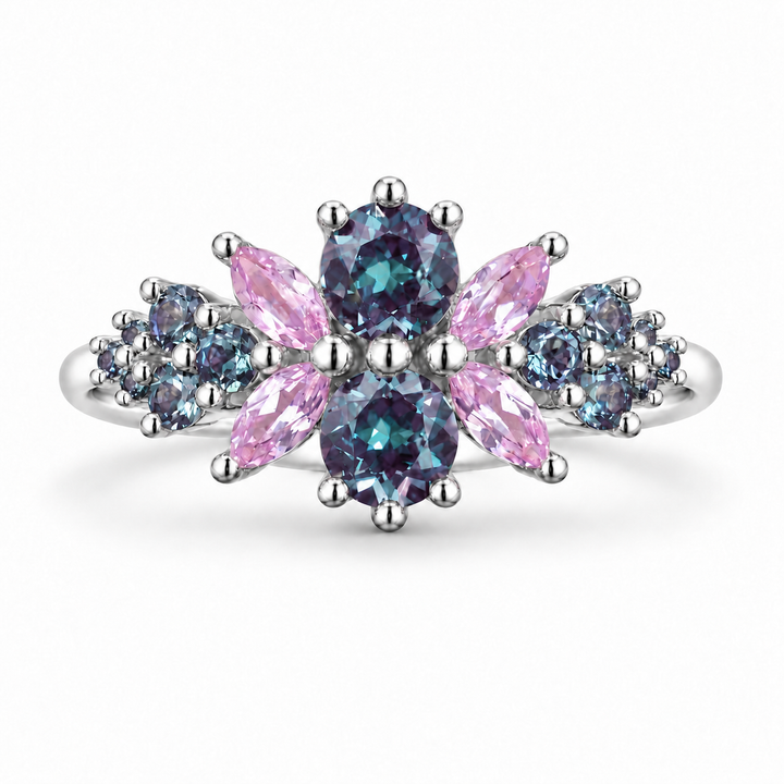 Roseraie Alexandrite & Pink Sapphire Ring in white gold