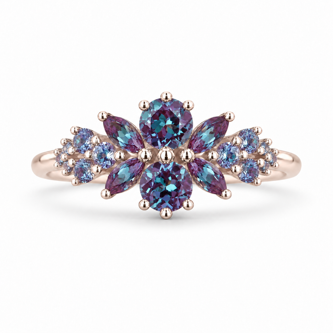 Roseraie Full Alexandrite Ring in rose gold