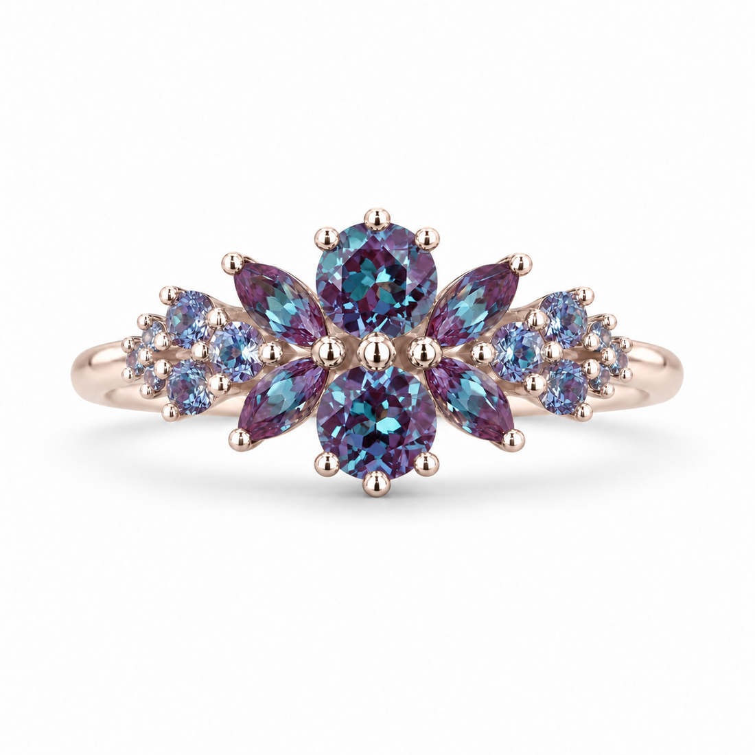 Roseraie Full Alexandrite Ring in rose gold