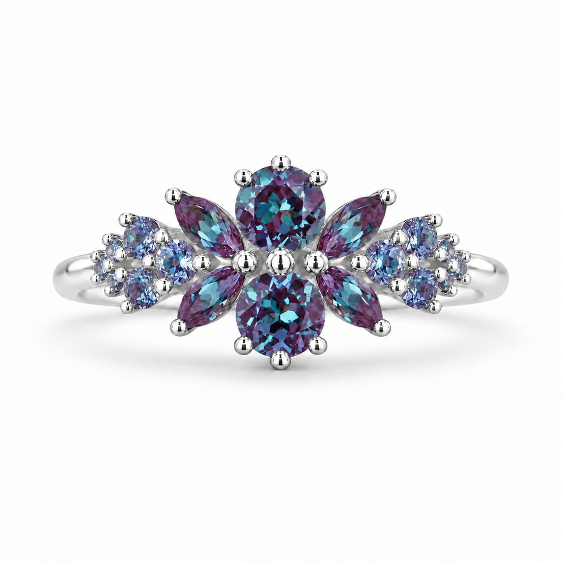 Roseraie Full Alexandrite Ring in white gold