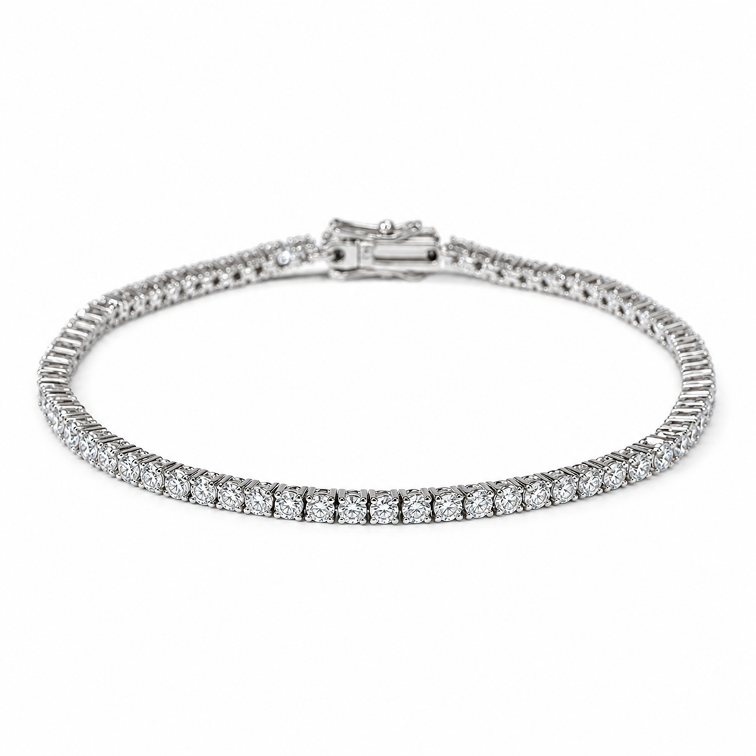 Classic Round Lab Diamond Tennis Bracelet, 3ctw (2mm) on a white background