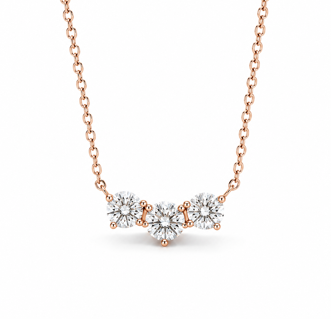 0.75ctw Lab Diamond Three-Stone Pendant Necklace