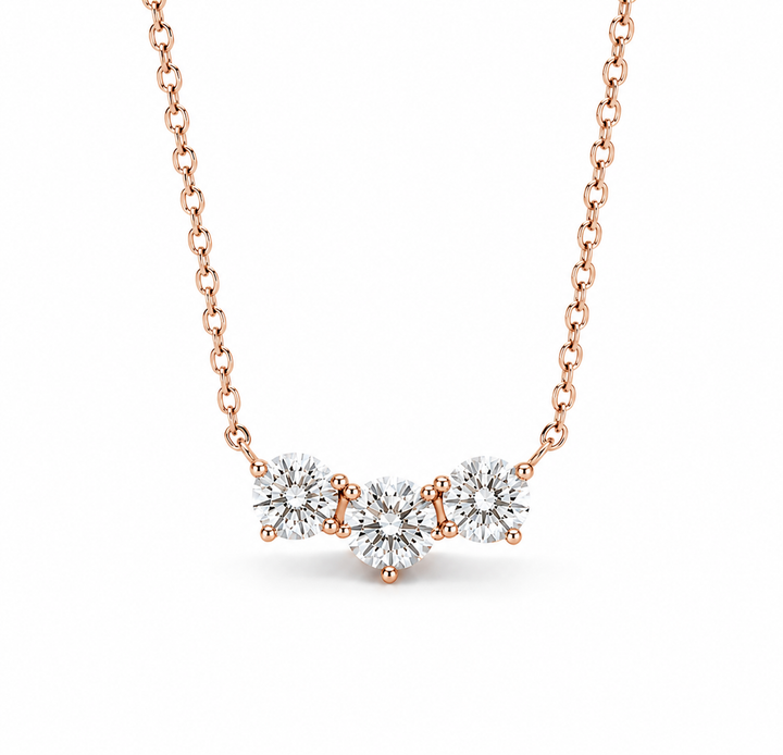 0.75ctw Lab Diamond Three-Stone Pendant Necklace