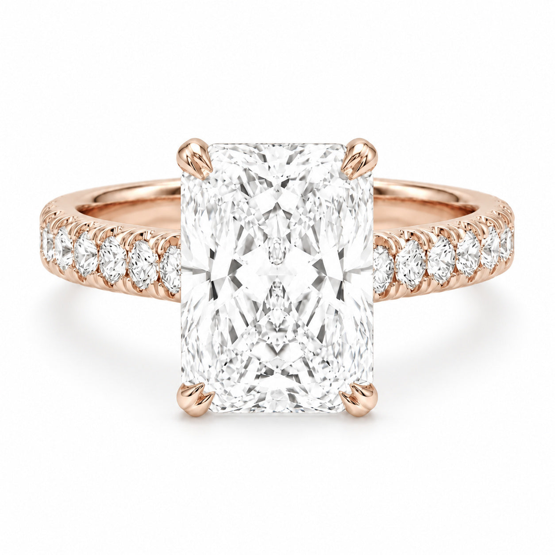 The Citadel radiant lab diamond engagement ring in 14K rose gold