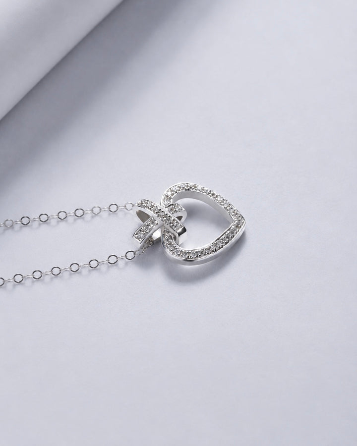 0.5ctw Lab Diamond Pavé-Heart Pendant Necklace 8mm