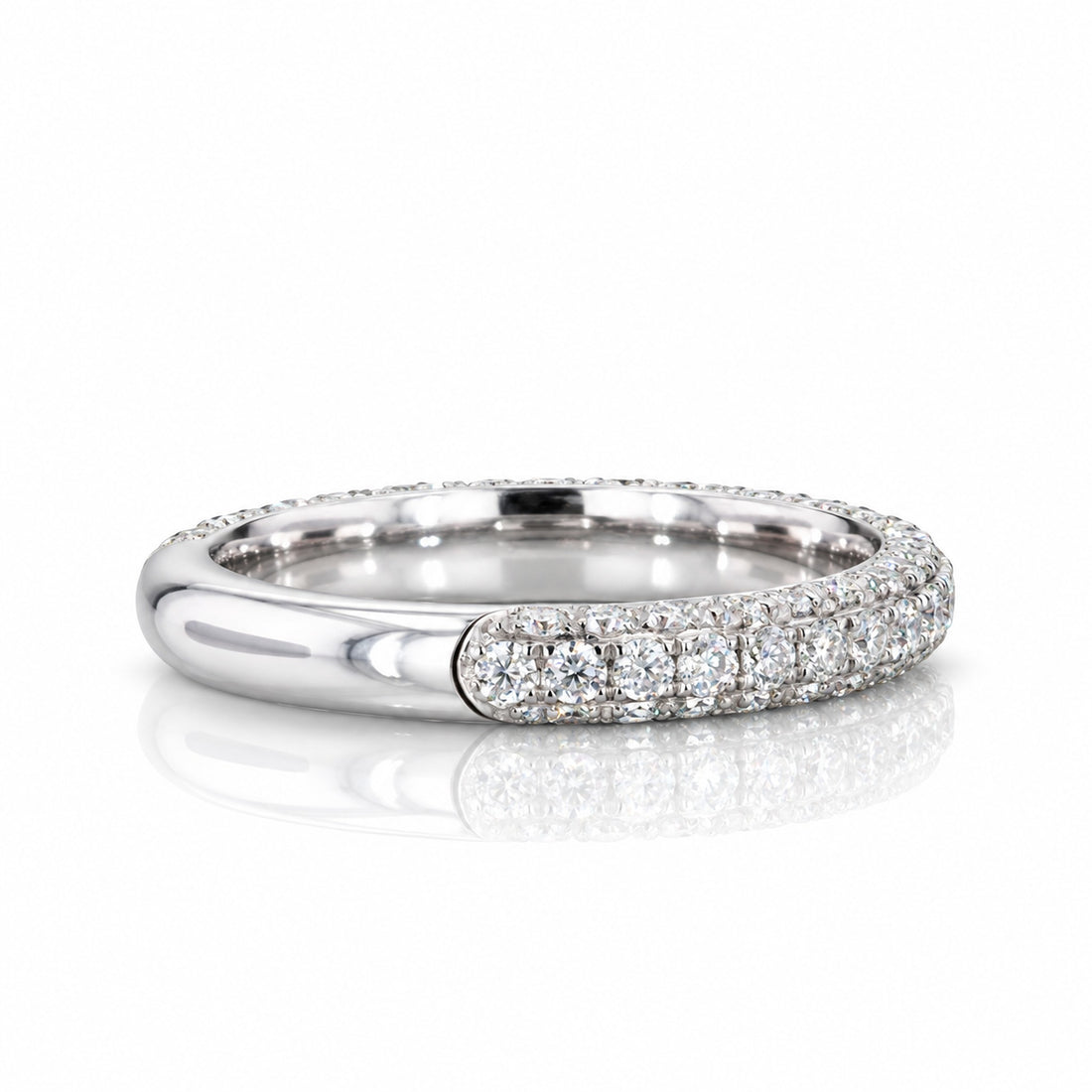 Three-Row Diamond 3/4 Eternity Band in 14K white gold, angle view