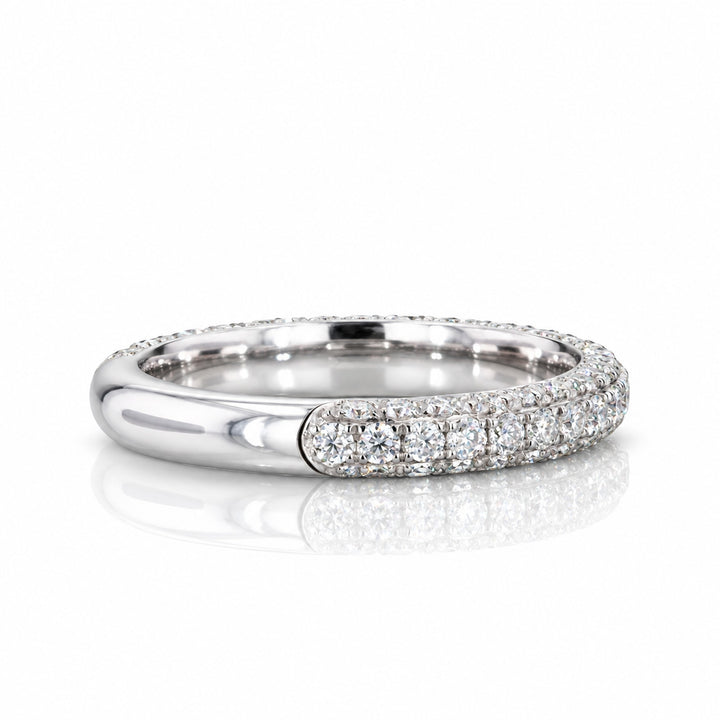 Three-Row Diamond 3/4 Eternity Band in 14K white gold, angle view