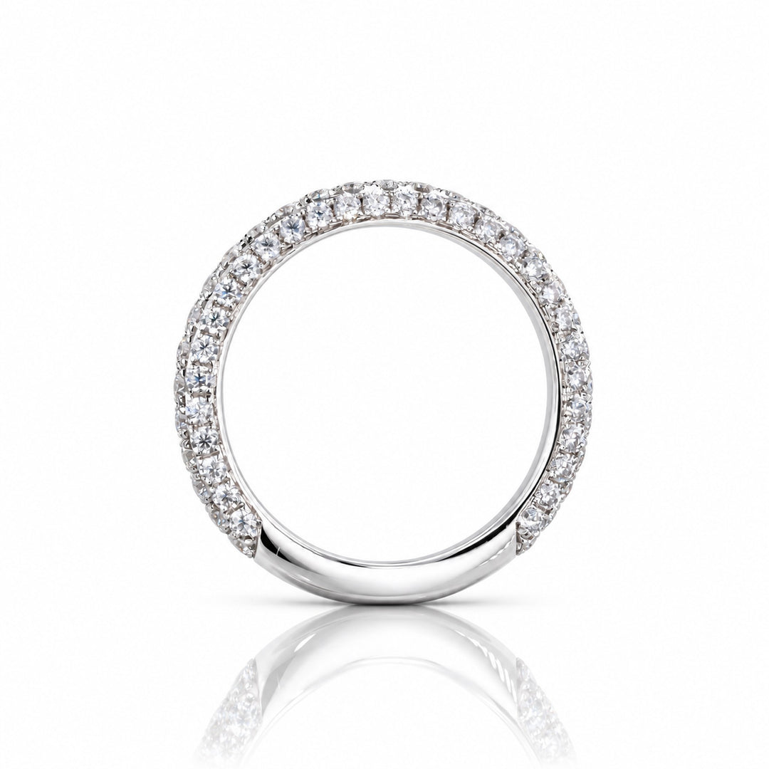 Three-Row Diamond 3/4 Eternity Band in 14K white gold, profile