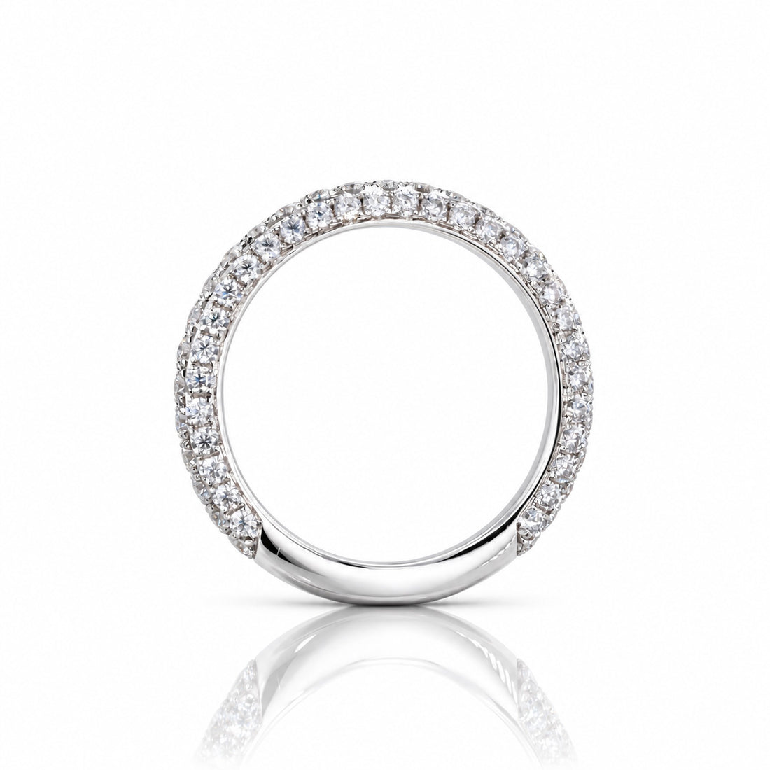 Three-Row Diamond 3/4 Eternity Band in 14K white gold, profile