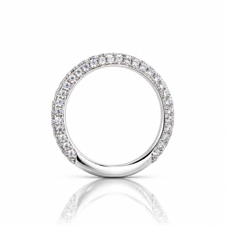 Three-Row Diamond 3/4 Eternity Band in 14K white gold, profile