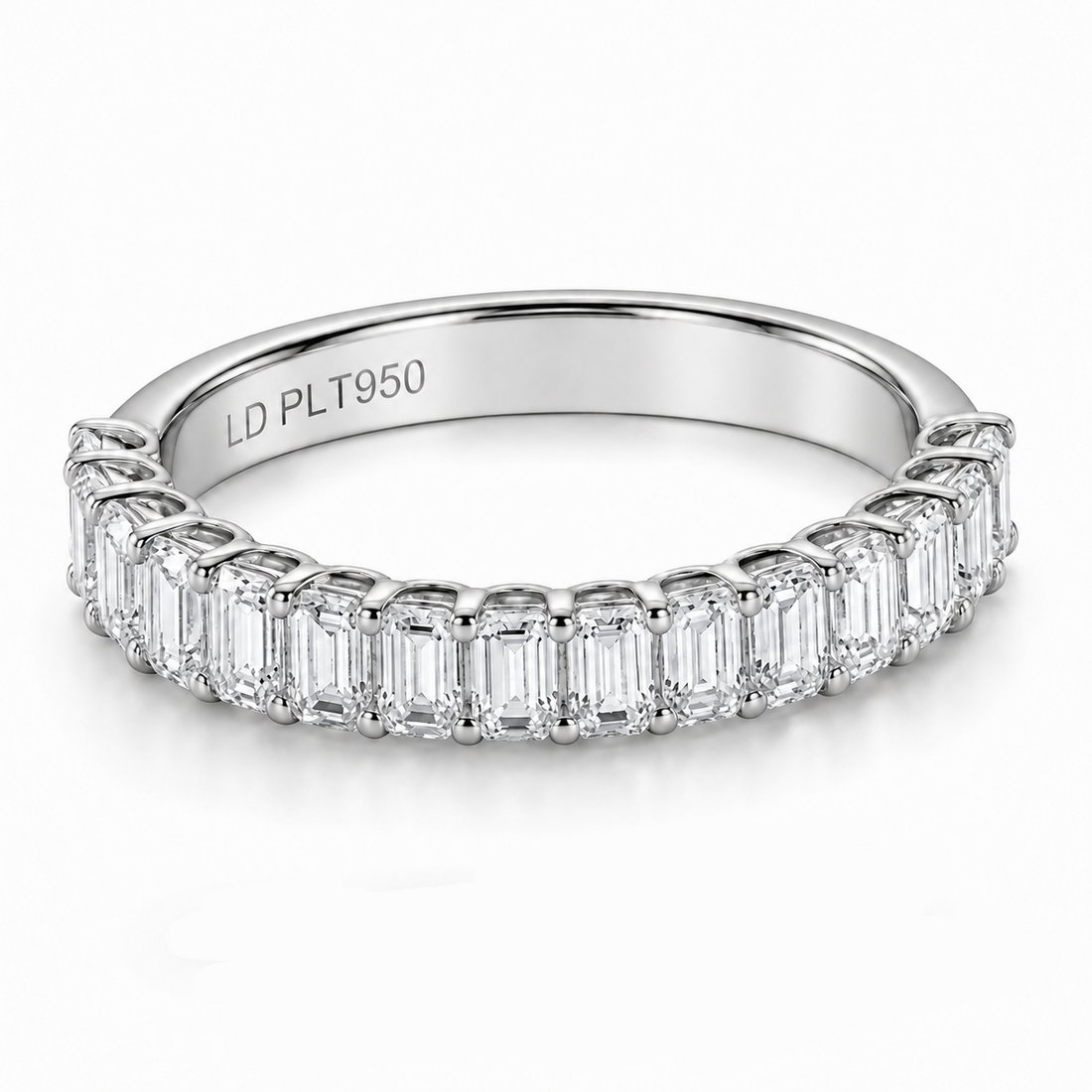 Emerald-cut lab diamond half-eternity band, 2.5mm, view 14