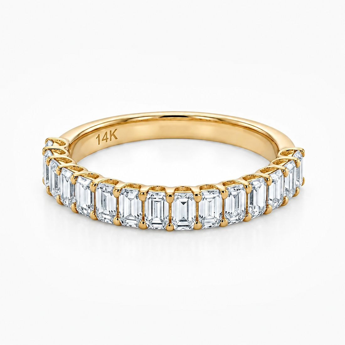 Emerald-cut lab diamond half-eternity band, 2.5mm, view 4