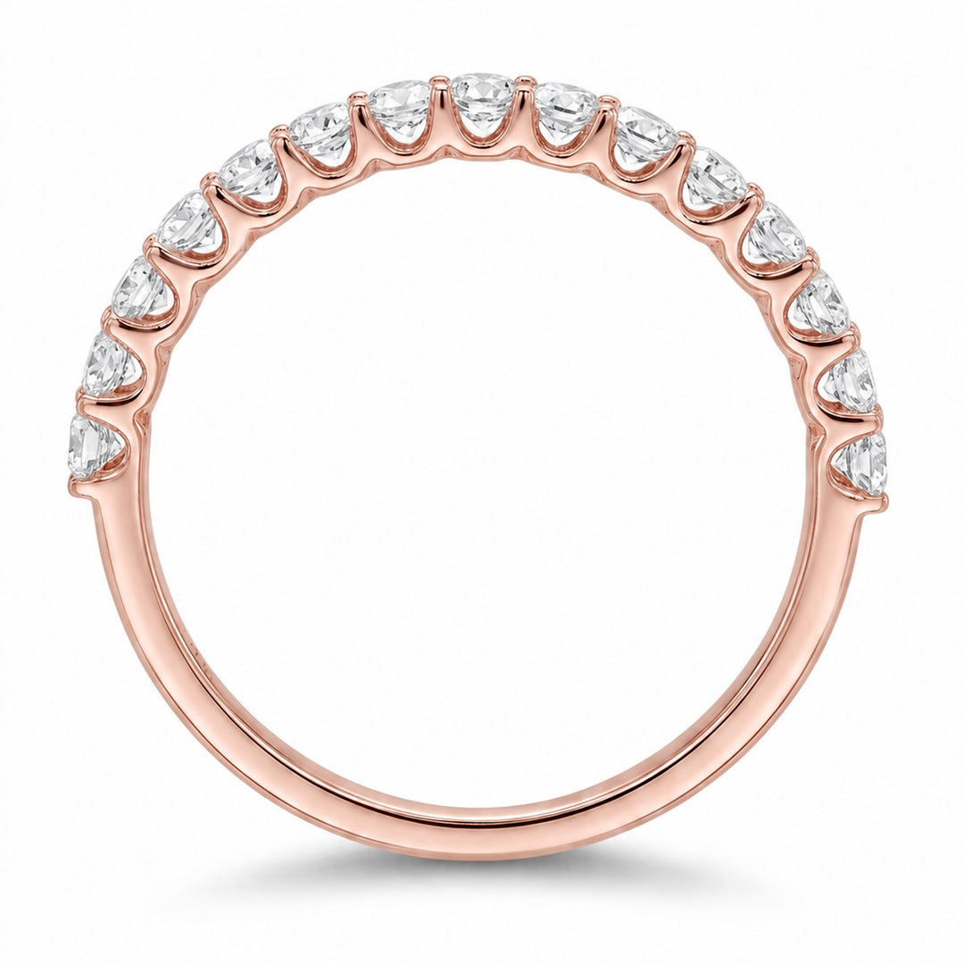 Emerald & Diamond Half Eternity Band (2.5mm) in 14K rose gold, profile