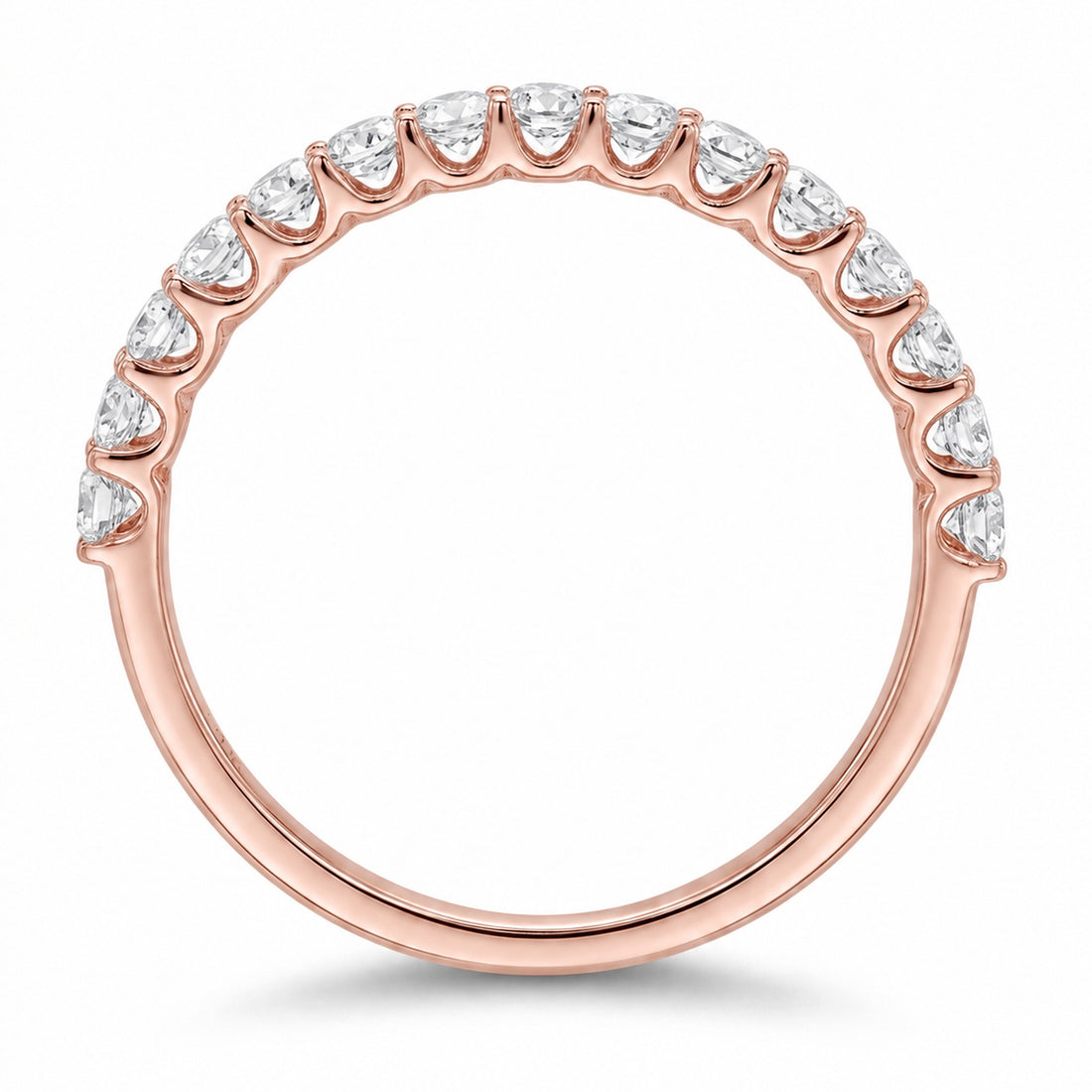 Emerald & Diamond Half Eternity Band (2.5mm) in 14K rose gold, profile