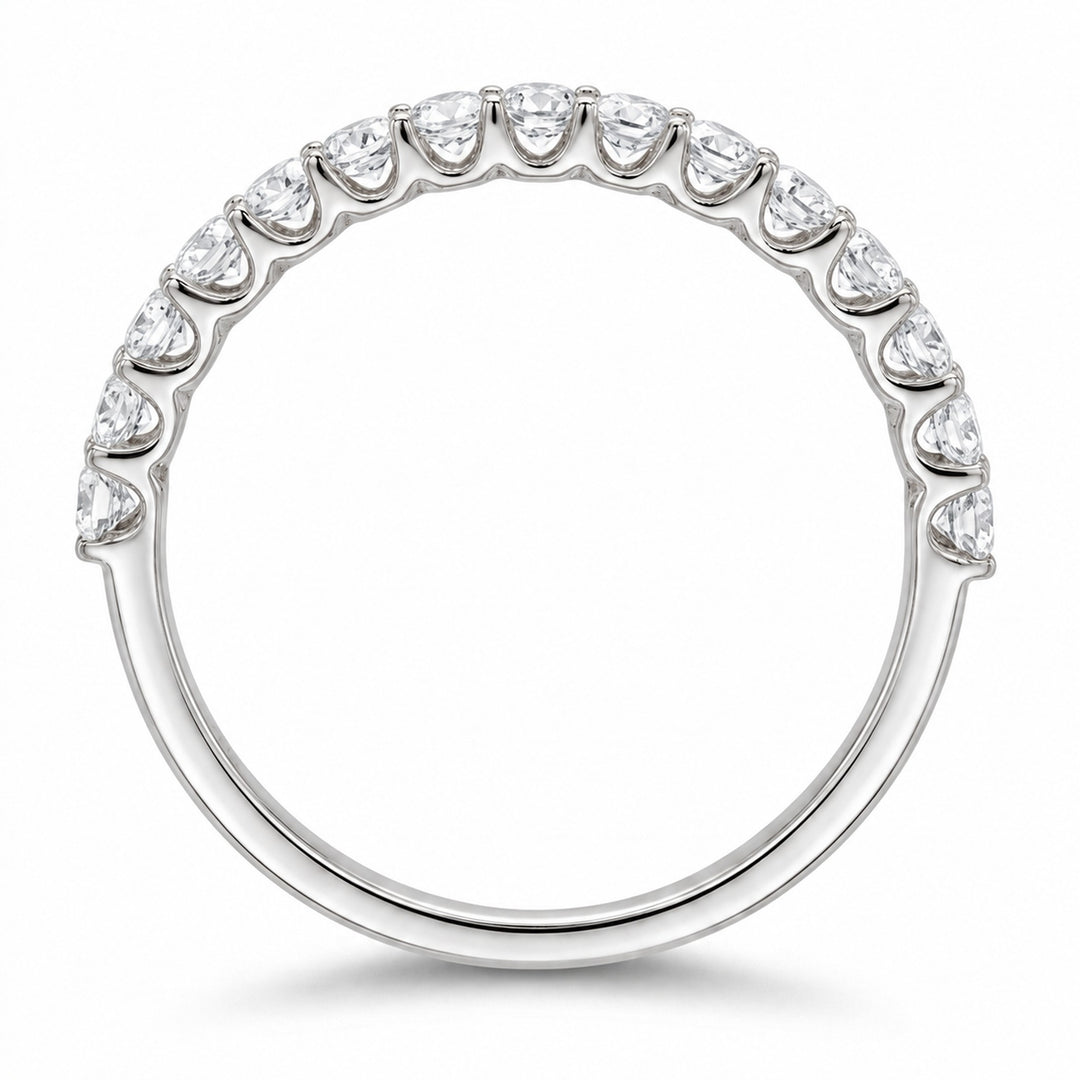 Emerald & Diamond Half Eternity Band (2.5mm) in 14K white gold, profile