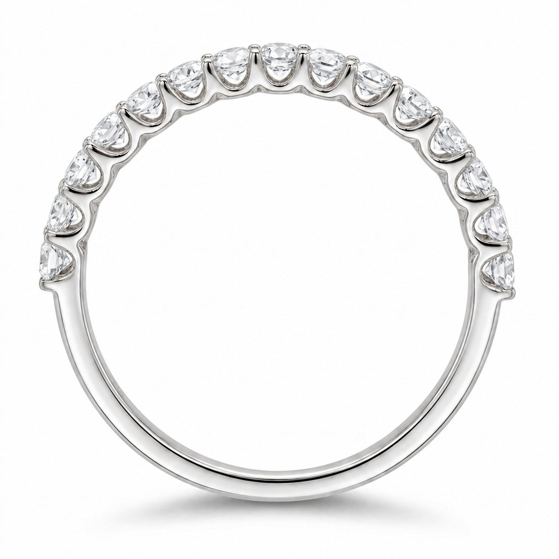 Emerald & Diamond Half Eternity Band (2.5mm) in 14K white gold, profile