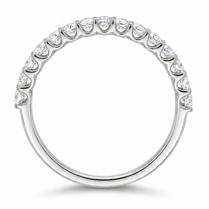Emerald & Diamond Half Eternity Band (2.5mm) in 14K white gold, profile