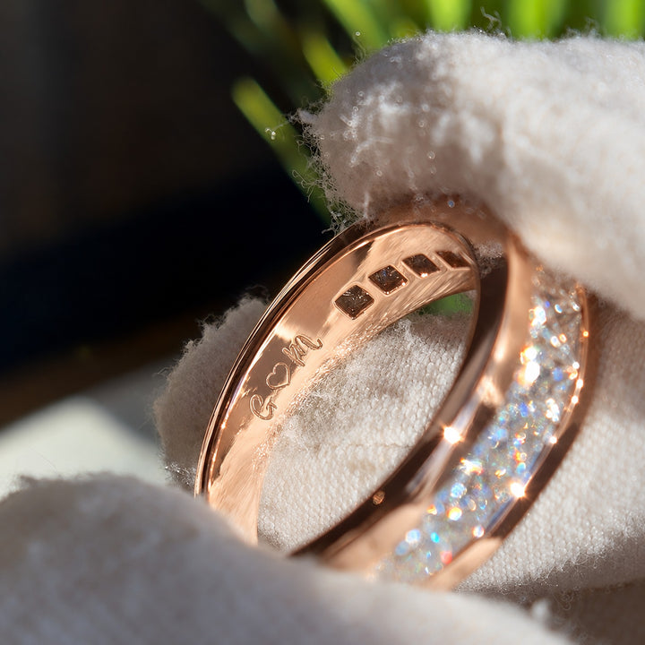Princess-Cut Channel-Set Half Eternity Band (6.5mm) in 14K rose gold, lifestyle