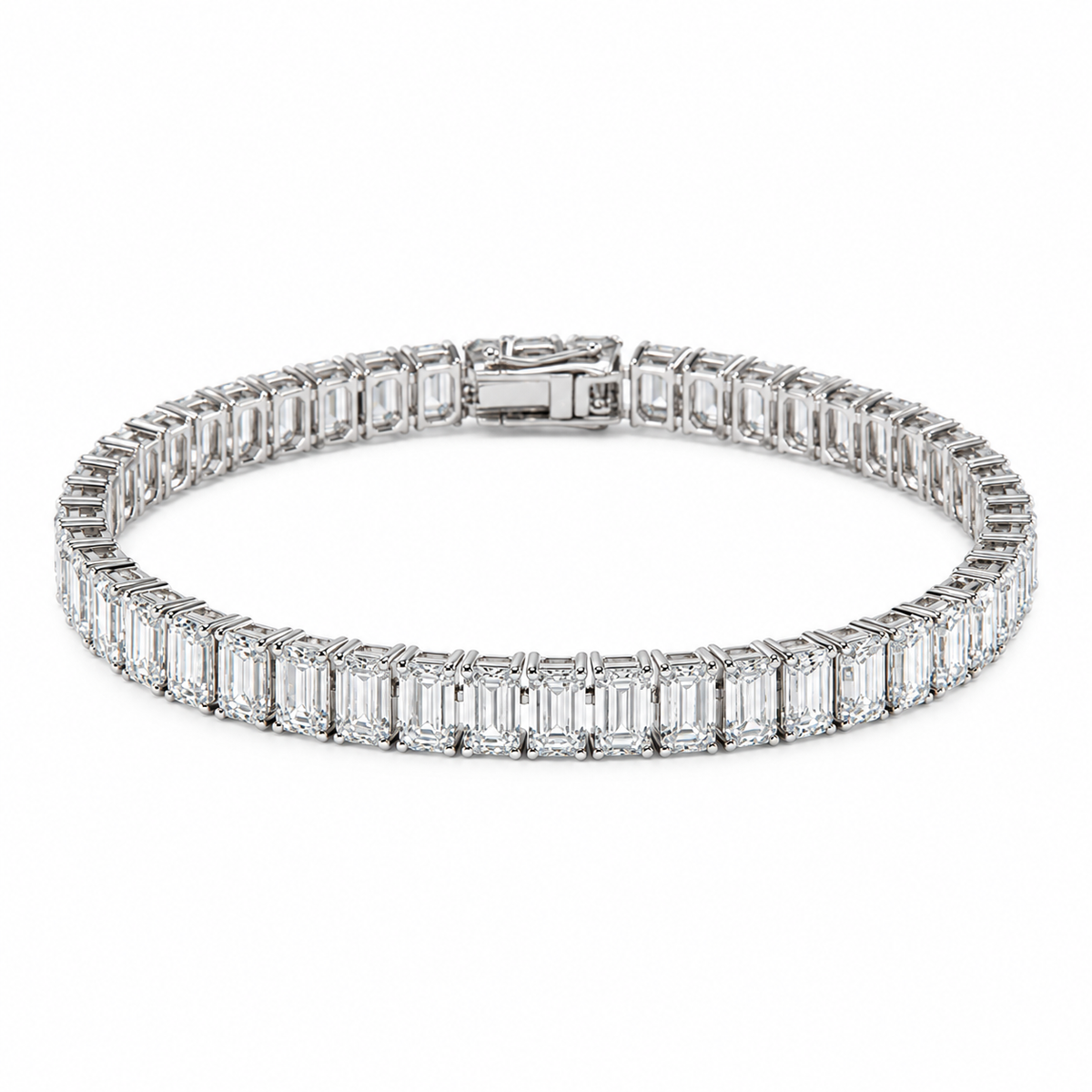 Emerald-Cut Lab Diamond Tennis Bracelet — 15ctw (3x5mm)