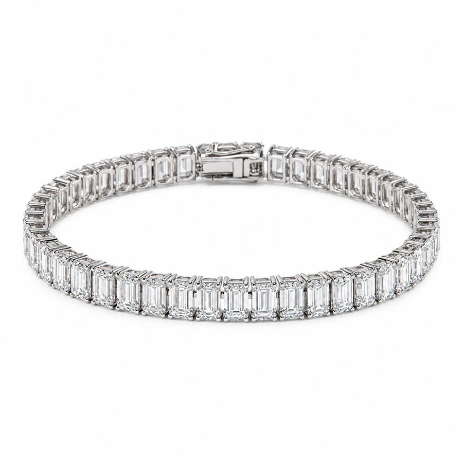 Emerald-Cut Lab Diamond Tennis Bracelet — 15ctw (3x5mm)