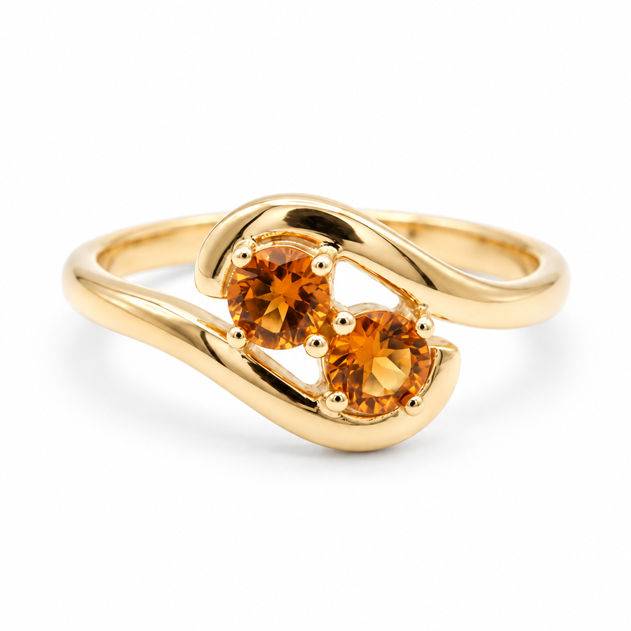 Stretch & Sword — Orange Sapphire Two-Stone Ring