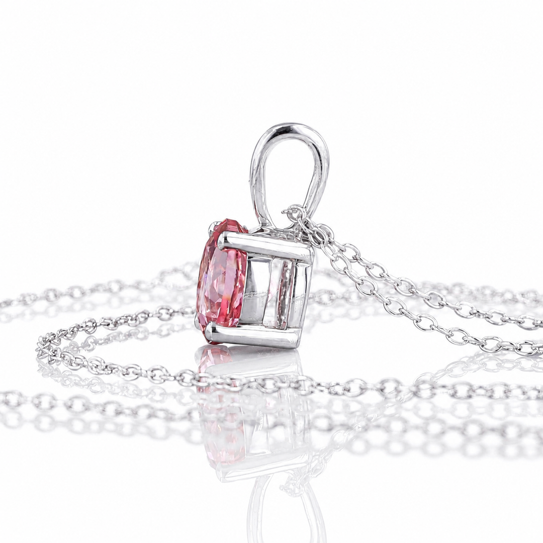 8mm, 2.50ct Round Lab-Grown Pink Sapphire Solitaire Pendant