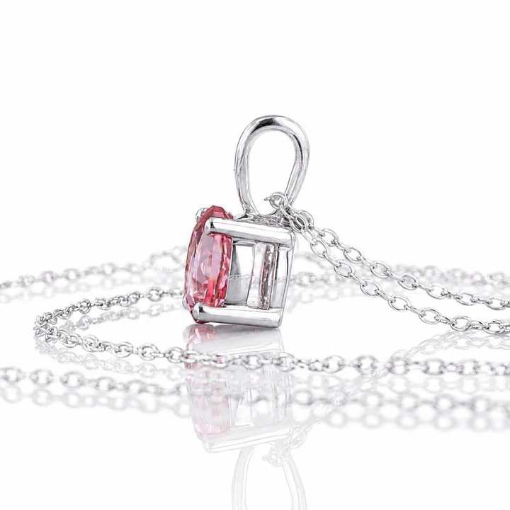 8mm, 2.50ct Round Lab-Grown Pink Sapphire Solitaire Pendant