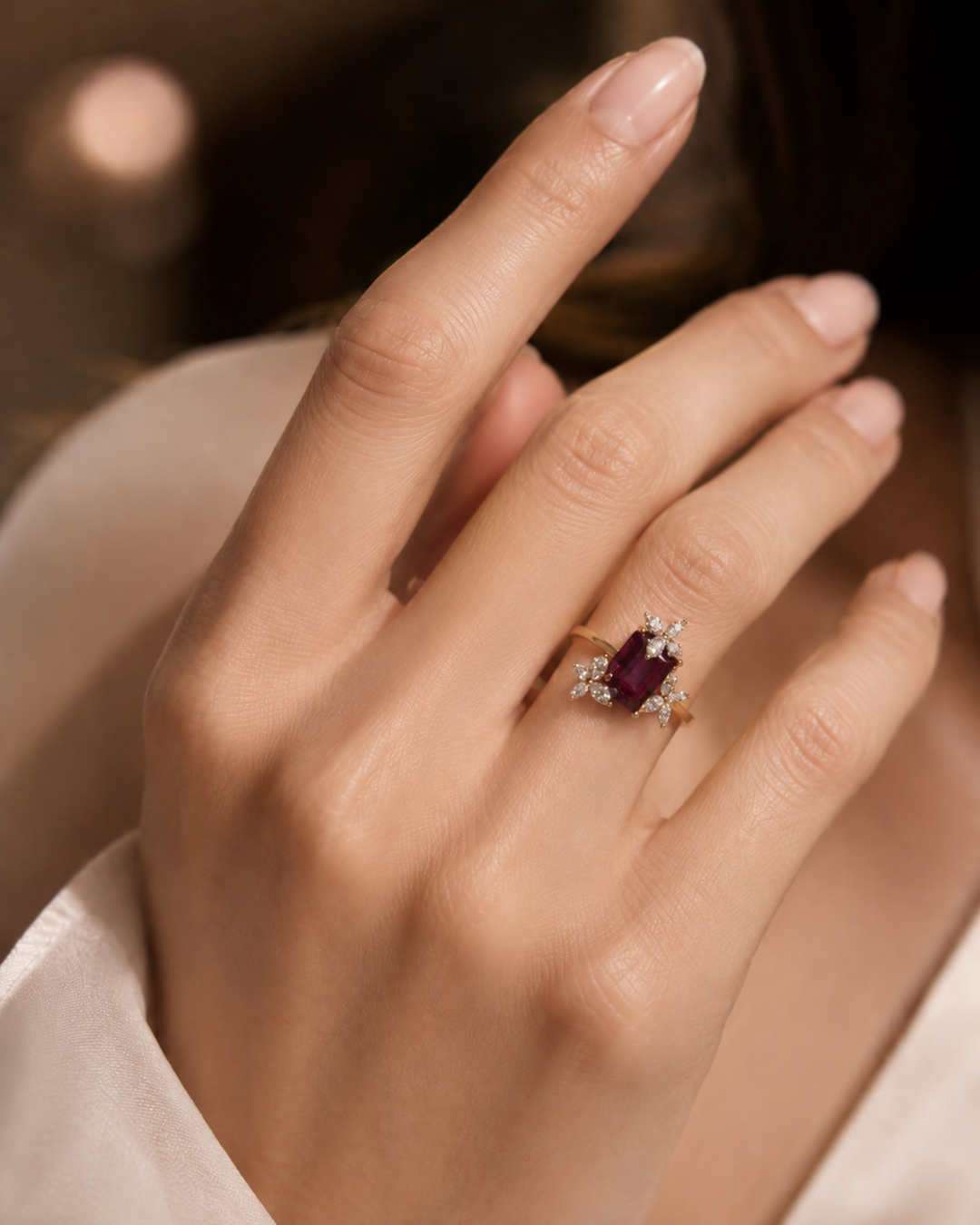 The Jardin — Emerald-Cut Alexandrite Floral Ring