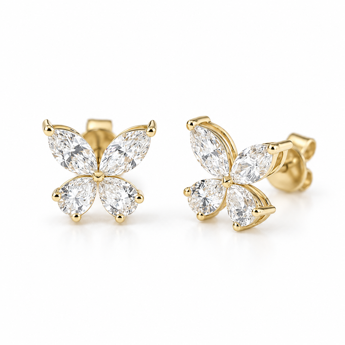 Butterfly Lab Diamond Stud Earrings