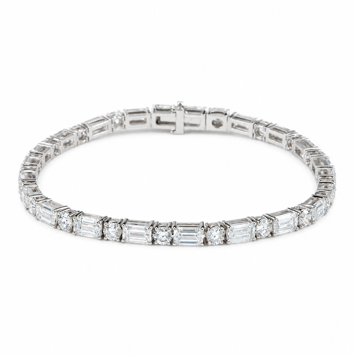 Round & Emerald-Cut Lab Diamond Tennis Bracelet — 9ctw (3mm)