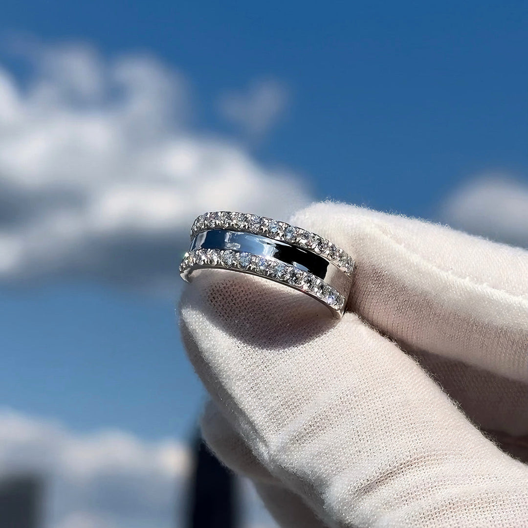 Customized™ 1.20ctw Two-Row Diamond Band Ring in Solid 14K White/Yellow Gold