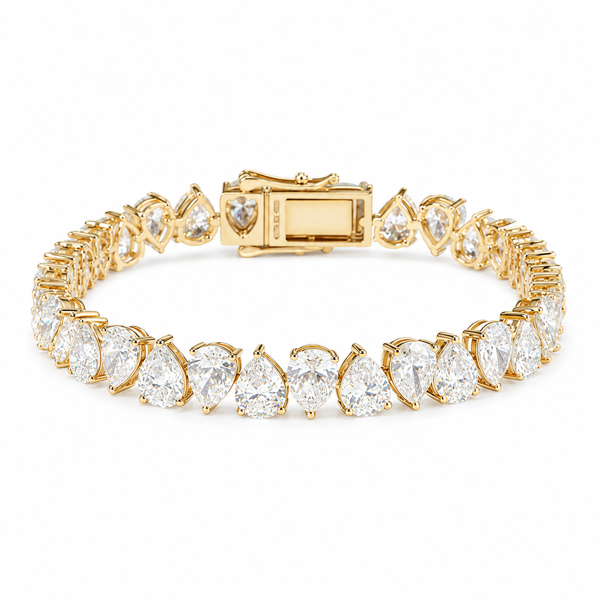 Interlocking Pear Lab Diamond Tennis Bracelet — 22ctw (7mm)
