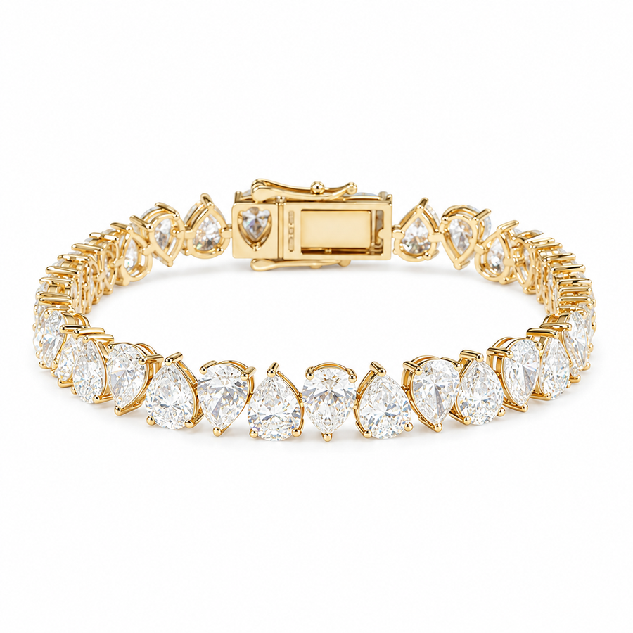 Interlocking Pear Lab Diamond Tennis Bracelet — 22ctw (7mm)