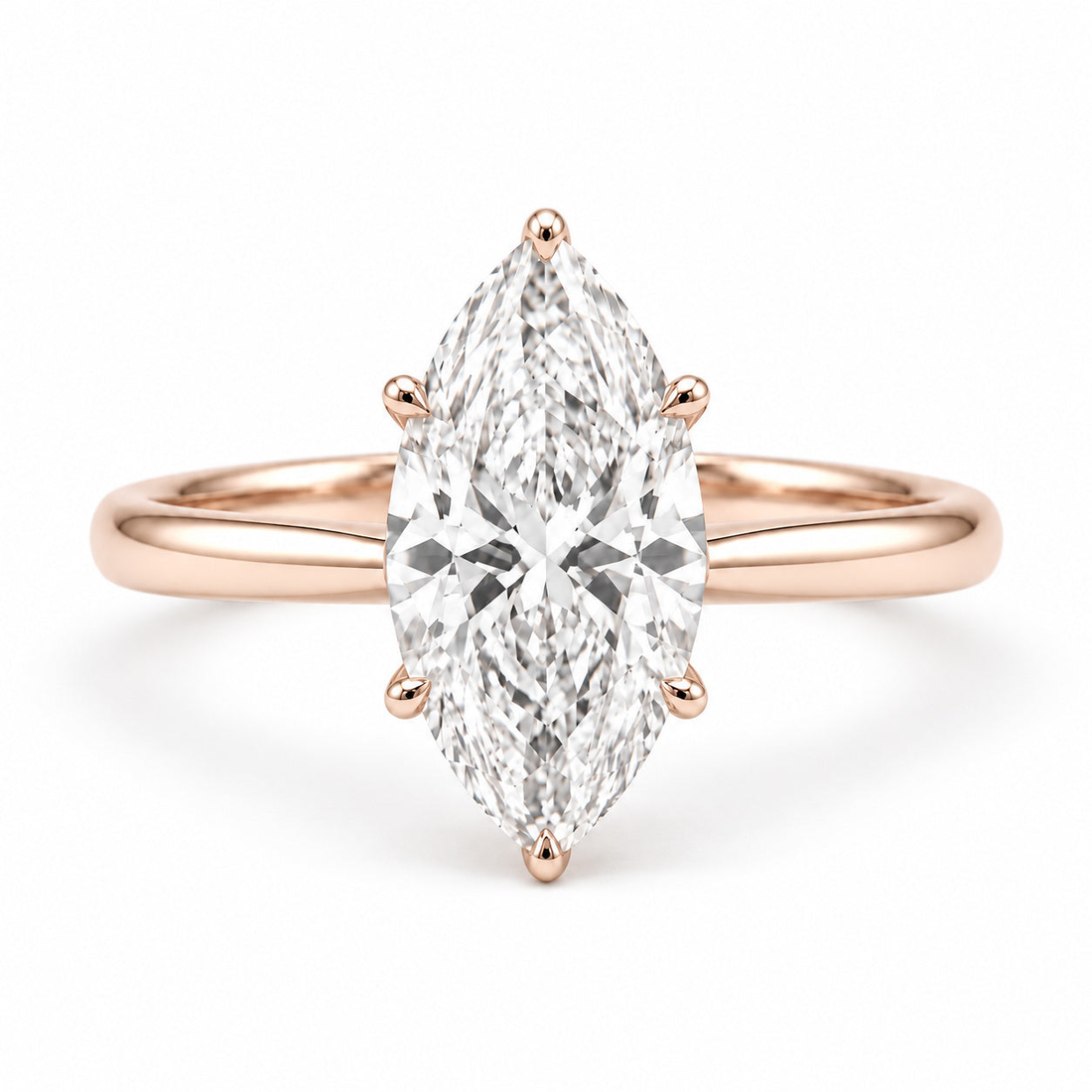The Aurora marquise lab diamond engagement ring in 14K rose gold