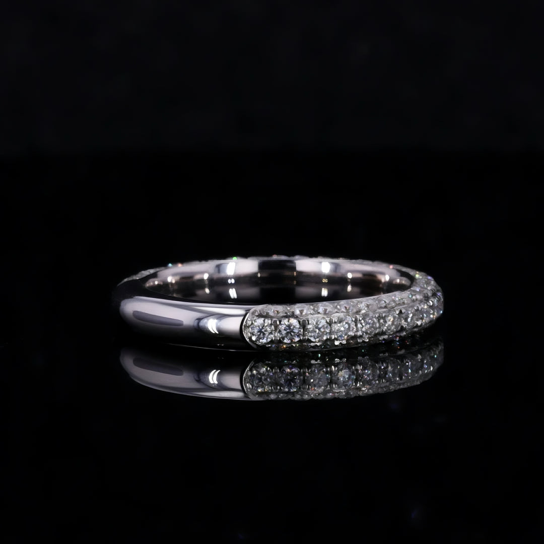 1.20ctw Three-Row Diamond 3/4 Eternity Band in 14K/18K White Gold (3mm)