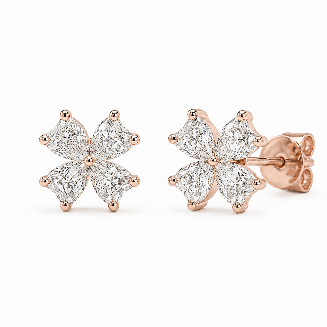 Heart Bloom Lab Diamond Earrings in 14K Rose Gold