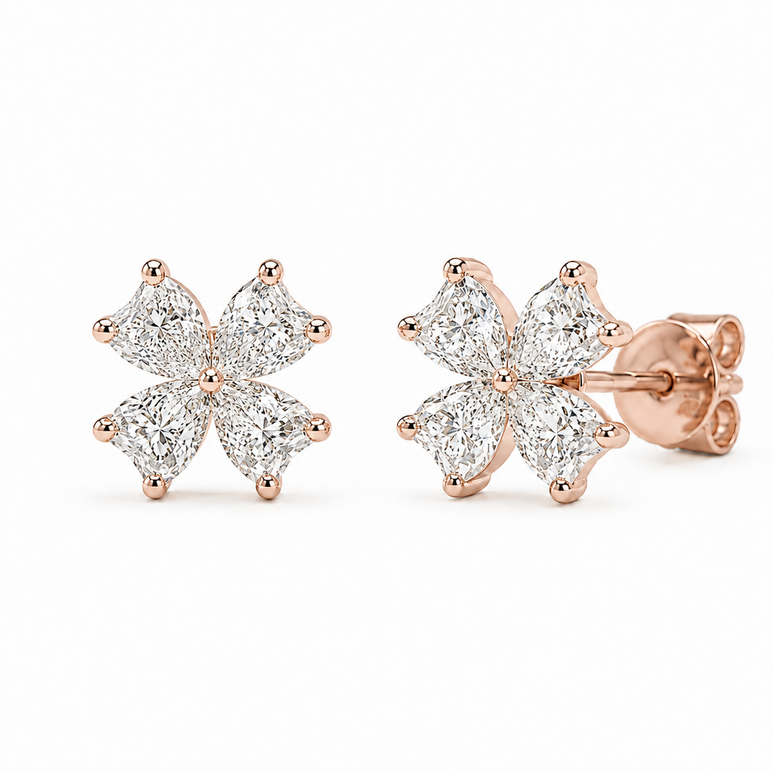 Heart Bloom Lab Diamond Earrings in 14K Rose Gold