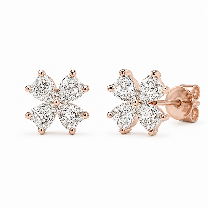 Heart Bloom Lab Diamond Earrings in 14K Rose Gold