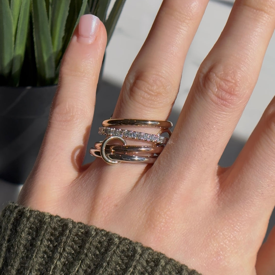 Customized™ Quadruple Diamond Stacking/Modular Band Ring in 14K Yellow/Rose/White Gold