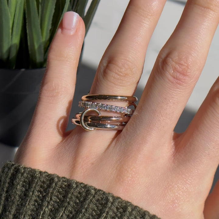 Customized™ Quadruple Diamond Stacking/Modular Band Ring in 14K Yellow/Rose/White Gold