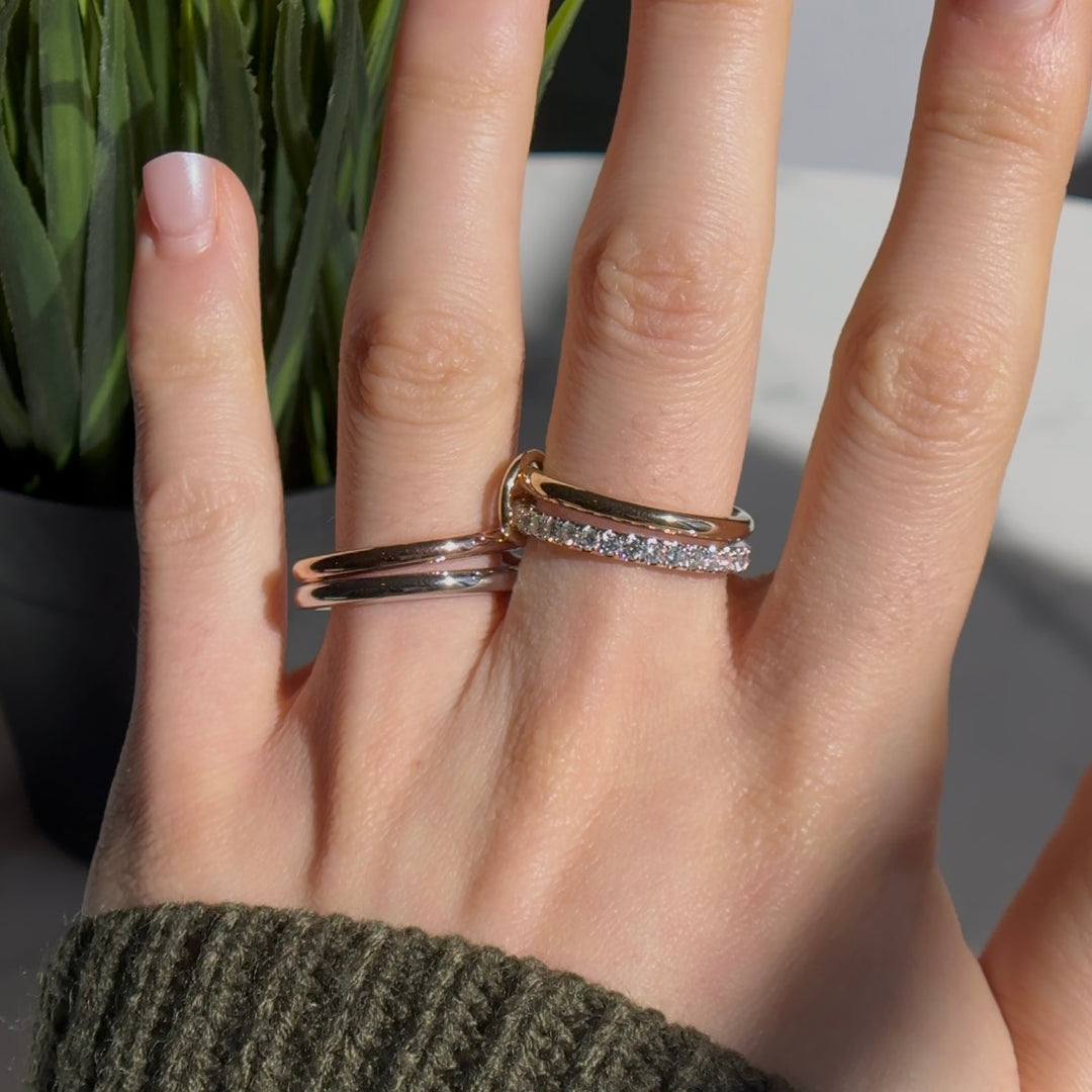 Customized™ Quadruple Diamond Stacking/Modular Band Ring in 14K Yellow/Rose/White Gold
