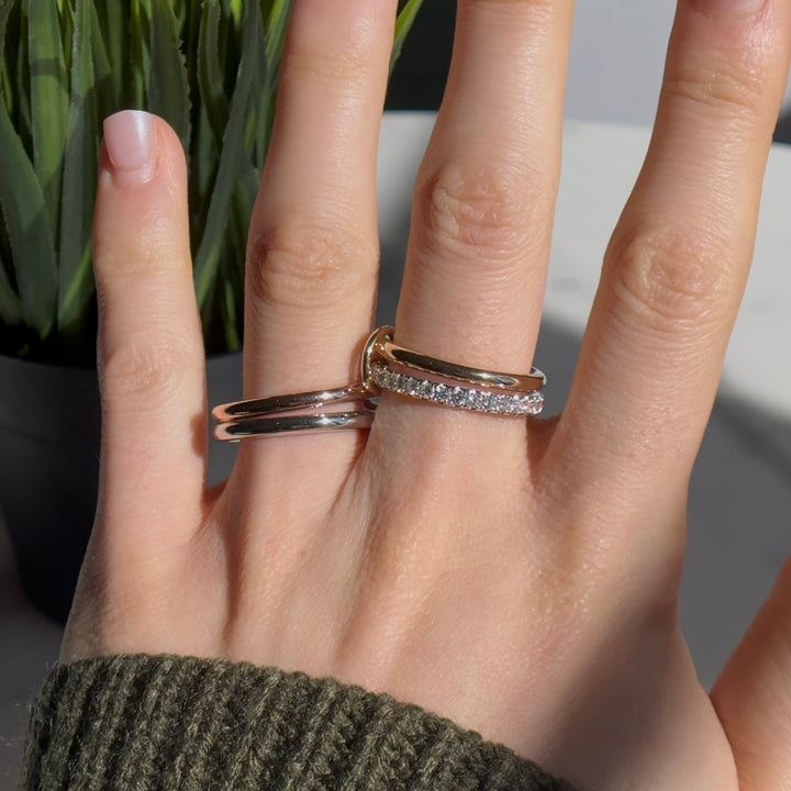 Customized™ Quadruple Diamond Stacking/Modular Band Ring in 14K Yellow/Rose/White Gold