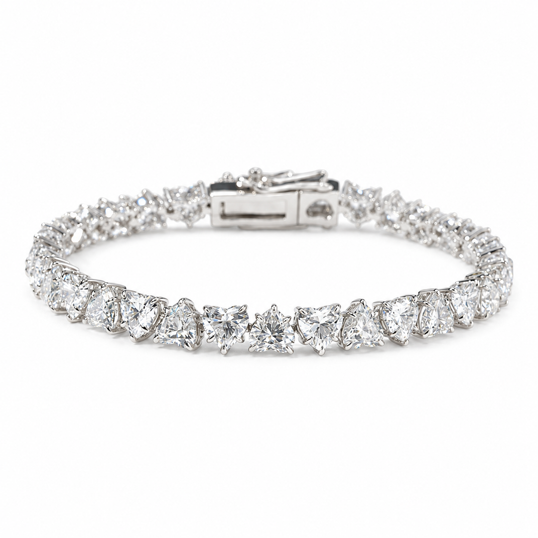 Heart Lab Diamond Tennis Bracelet on a white background