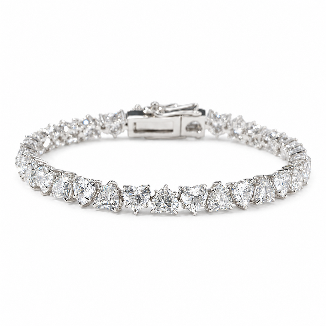 Heart Lab Diamond Tennis Bracelet on a white background