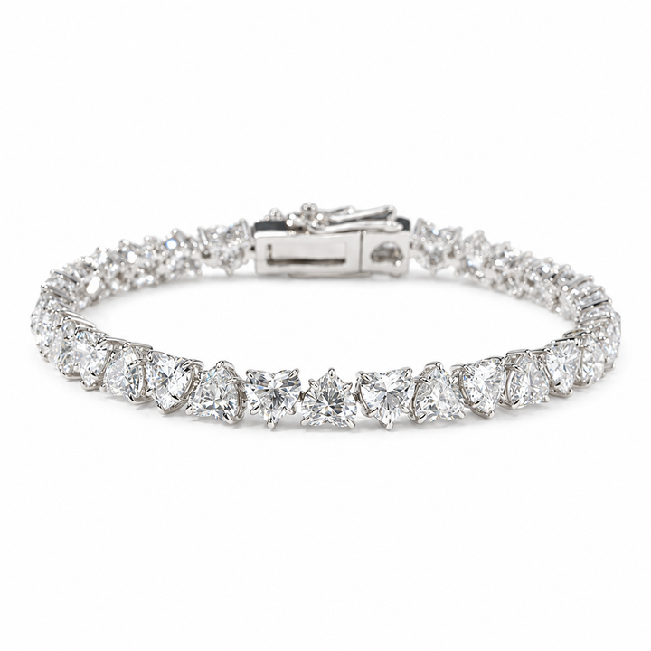 Heart Lab Diamond Tennis Bracelet on a white background