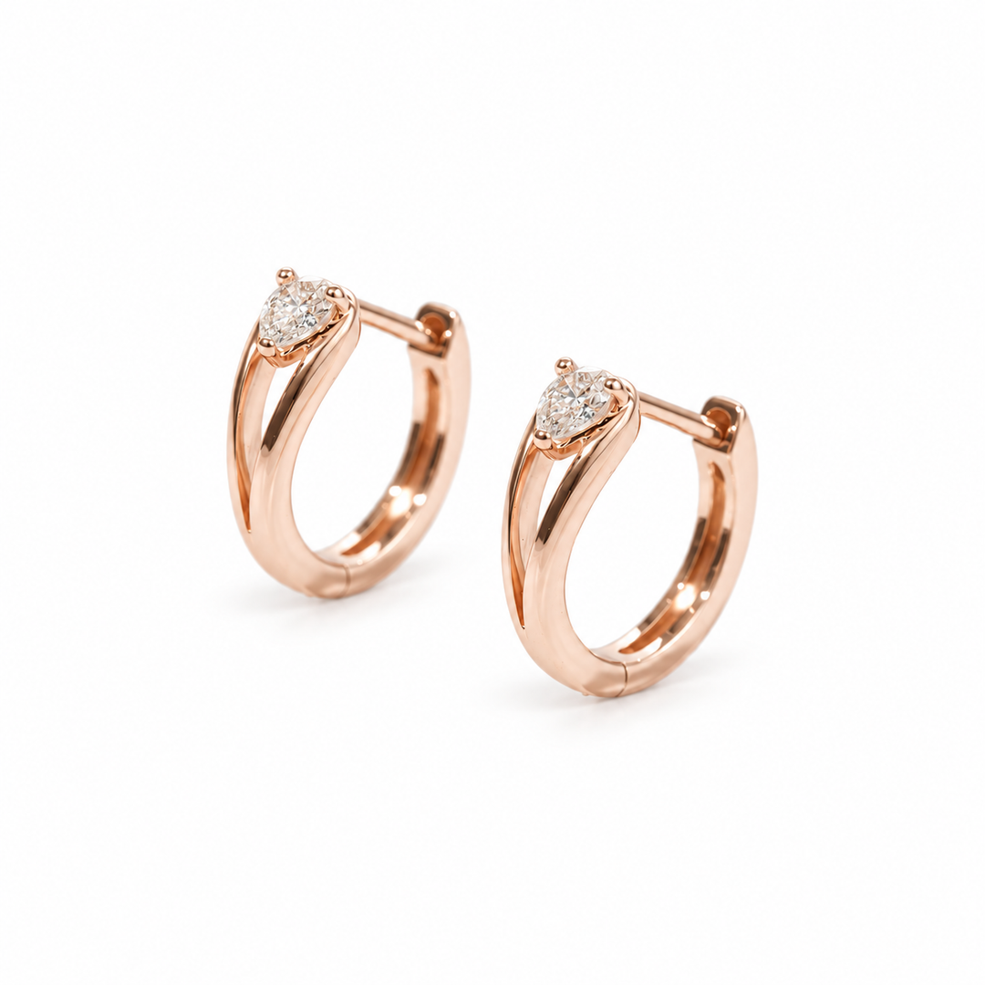 Pear Lab Diamond Hoop Earrings in 14K Rose Gold