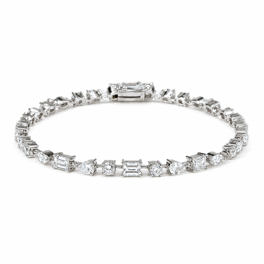 Mixed-Cut Lab Diamond Tennis Bracelet on a white background